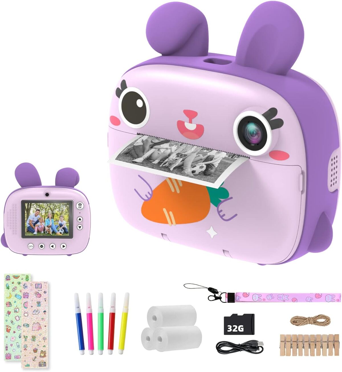 ARNSSIEN Appareil Photo Instantané, 7 Papiers (4 Couleurs/3 N&B), 2,4 Appareil Photo Enfant avec 1080P & 180° Objectif & 32 Go, Cadeau Noël/Anniversaire pour Filles & Garçons,M2 ARNSSIEN Appareil Photo Instantané, 7 Papiers (4 Couleurs/3 N&B), 2,4 Appareil Photo Enfant avec 1080P & 180° Objectif & 32 Go, Cadeau Noël/Anniversaire pour Filles & Garçons,M2