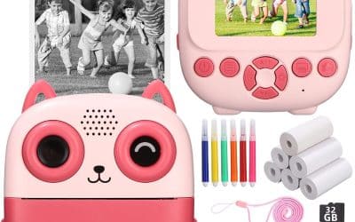 Test de l’appareil photo enfant instantané 2, 4 pouces avec carte 32GB et accessoires