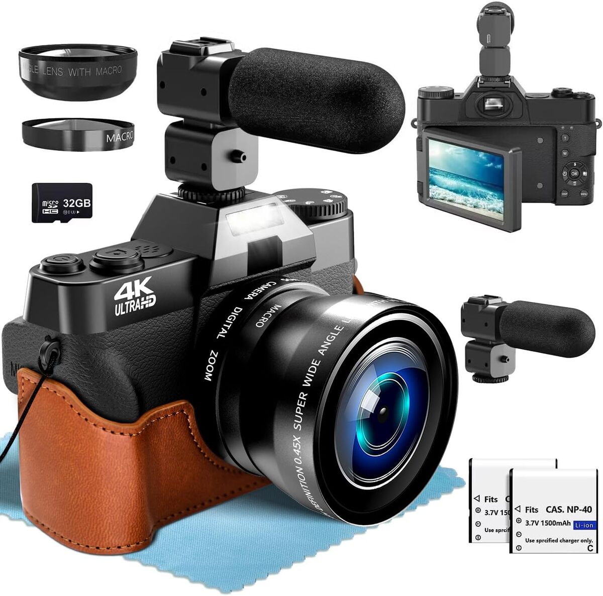Appareil Photo Numérique 4K 48 MP Compact - Anti-tremblement, Zoom 16x, Idéal Débutants