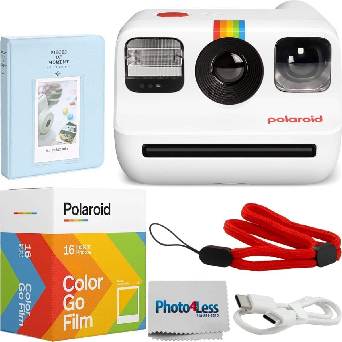 Cinturino Da Polso Polaroid Go – Colore Bianco – Nylon Morbido Con Clip In Lega – Per Fotocamera Polaroid Go