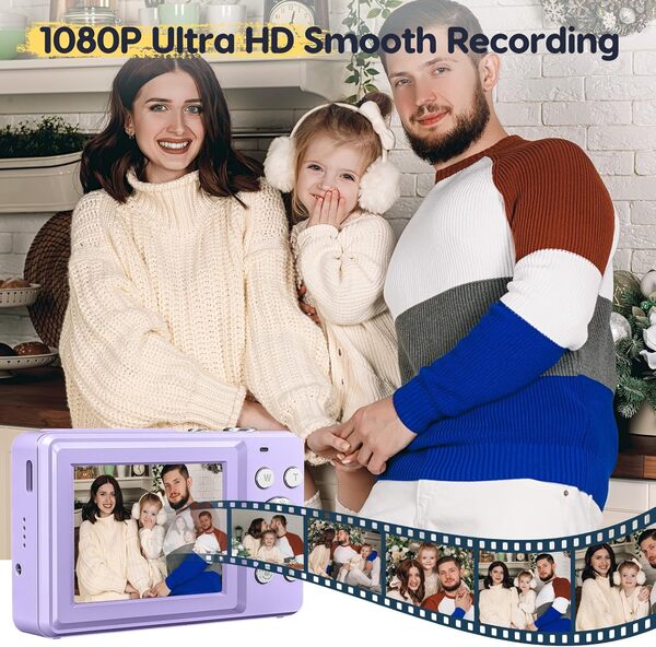 Appareil photo numérique FHD 1080P 44MP avec carte 32G 16X zoom numérique avec batterie Appareil photo numérique portable simple pour enfants, étudiants, adolescents, débutants, personnes âgées