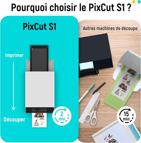 Liene PixCut S1 - Imprimante Photo & Machine de Découpe Tout-en-Un pour Étiquettes Autocollantes, DIY et Cadeaux - Sublimation Thermique, 300 PPP, Découpe Auto IA