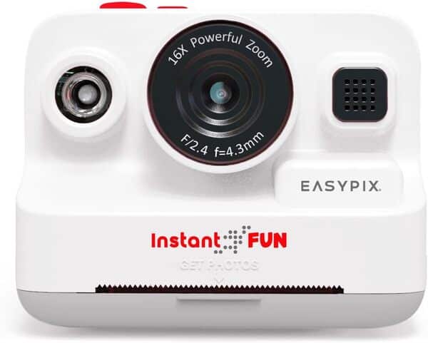Easypix InstantFUN Appareil Photo instantané, Plaisir créatif pour Adultes et Enfants, Impression Thermique en Noir et Blanc, Papier sans BPA, Rechargeable, Impressions sans Encre