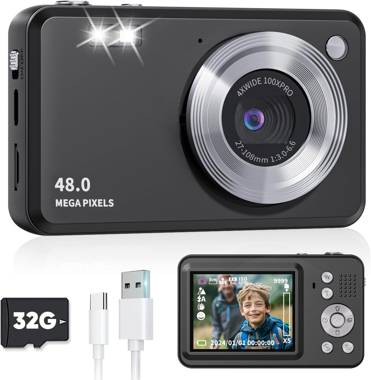APPAREIL PHOTO NUMERIQUE COMPACT,Blue Mic 1080  Appareil photo pour enfants, Mini jouets