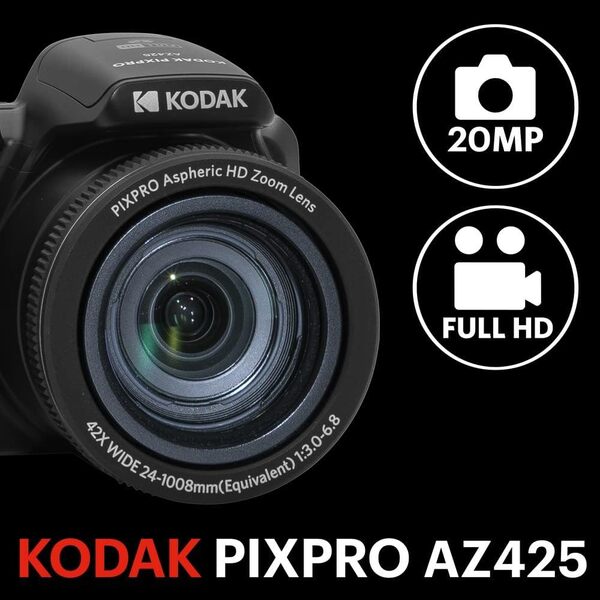 KODAK Pack Numérique Bridge Pixpro Astro Zoom AZ425 + Carte SDHC 32GB - Appareil Photo 20 MP, Zoom 42X, Grand Angle, Écran LCD 3