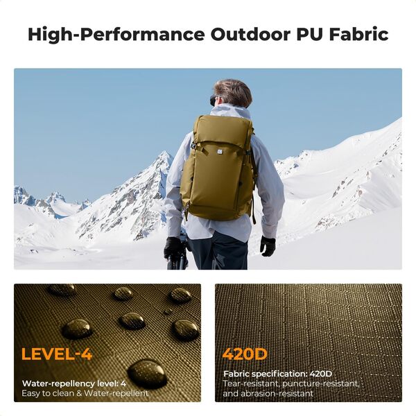 K&F CONCEPT Sac à dos appareil photo, sac photo voyage professionnel de grande, Accès Latéral, résistant à l’eau avec housse de pluie, pour Caméra, objectif, trépied, ordinateur portable, drone