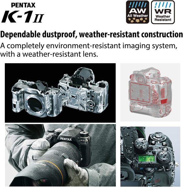 Pentax K-1 Mark II Appareil Photo Reflex Numérique: 36, 4 Mégapixels Appareil Photo Numérique Plein Format Haute Résolution Stabilisateur SR II 5 Axes, Dain de 5 Vitesses Résistant Aux Intempéries