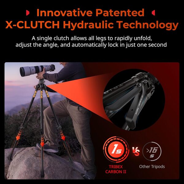 SMALLRIG x Potato Jet Tribex Trépied Hydraulique en Fibre de Carbone, Extensible Rapidement, pour Photographie en Contre-Plongée jusqu'à 15 cm, Hauteur Max.155 cm, Poids 2,5 kg, Charge Max.25 kg -5756