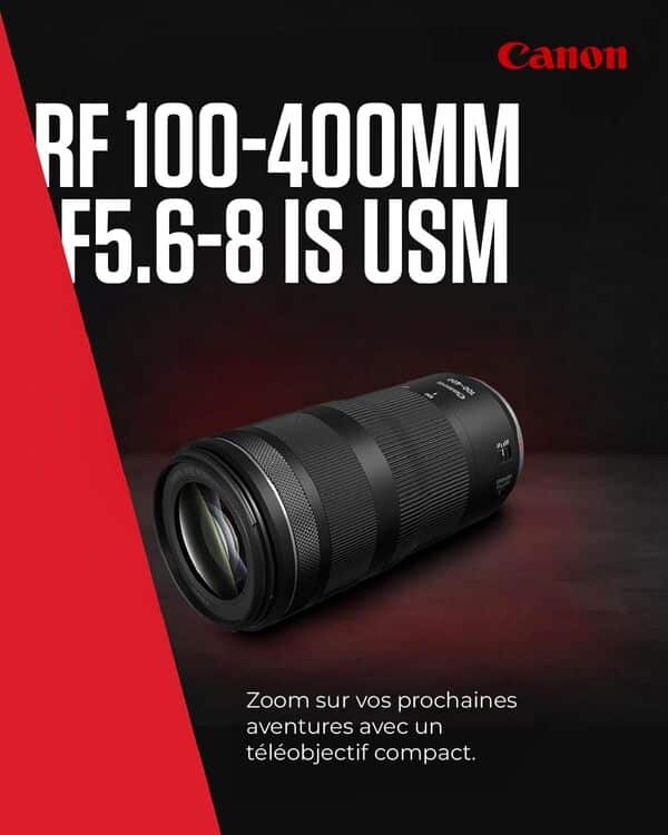Objectif Canon RF 100-400mm F5.6-8 IS USM, téléobjectif zoom, stabilisateur d'image 5,5 vitesses, photo sportive/animalière, compatible Canon EOS R