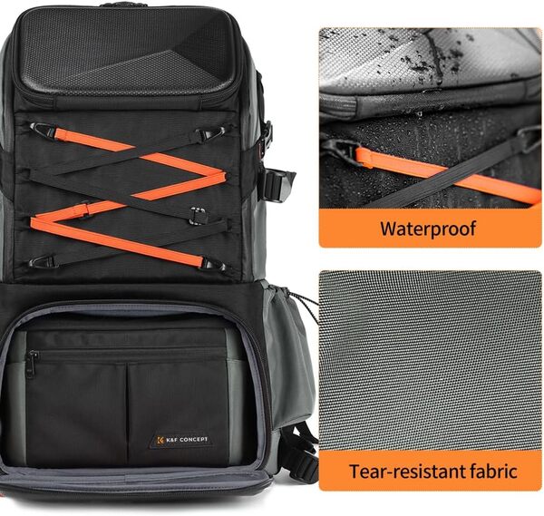 K&F CONCEPT Sacs à dos pour appareil photo pour photographes Sac de voyage énorme 32L Grands sacs pour appareil photo avec compartiment pour ordinateur portable et housse de pluie imperméable