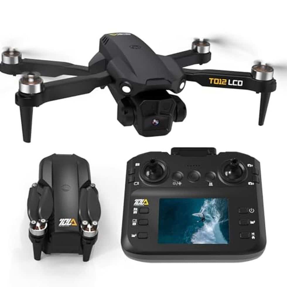 Toladrone TD12LCD Drone Met Camera – Opvouwbaar, Borstelloze Motor, Optische Flowpositionering, 3 Snelheden, 360° Flip, Geschikt Voor Beginners