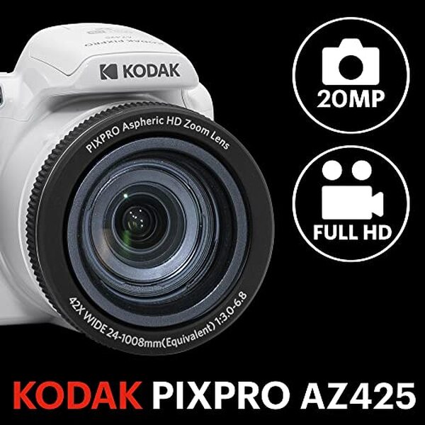 Explorez le kodak Pixpro Astro Zoom AZ425 : performance en zoom jusqu'à 42x pour des photos époustouflantes. Polyvalence et qualité d'image garanties.