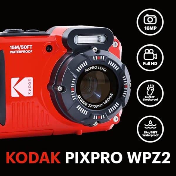 Découvrez le Kodak Pixpro WPZ2, un appareil compact, étanche et résistant pour capturer vos souvenirs dans toutes les conditions météorologiques et environnementales.