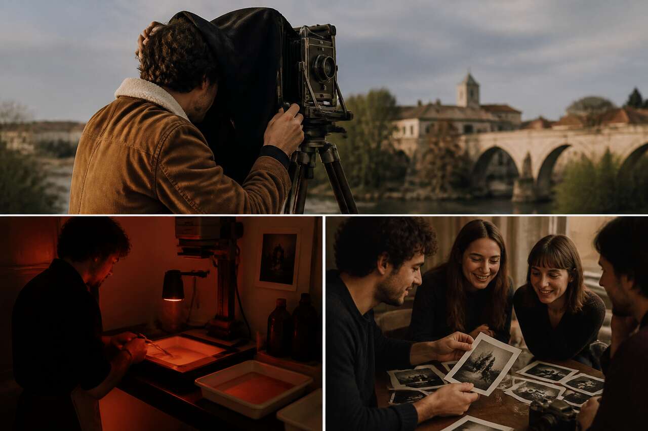 Les &eacute;tapes du processus photographique : de la prise de vue au tirage, puis au partage